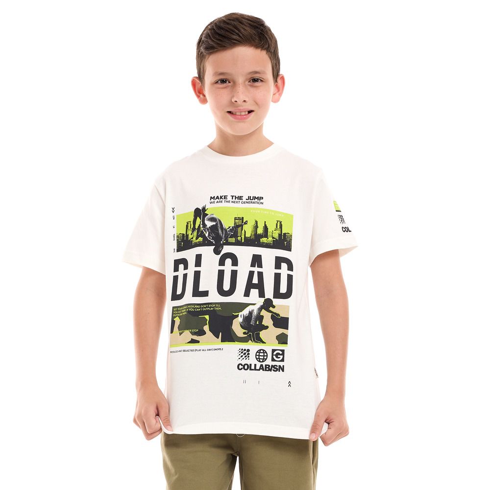 Victor and Jane - 2pc-Set - Boy's T-Shirt And Shorts - Off-White/Olive