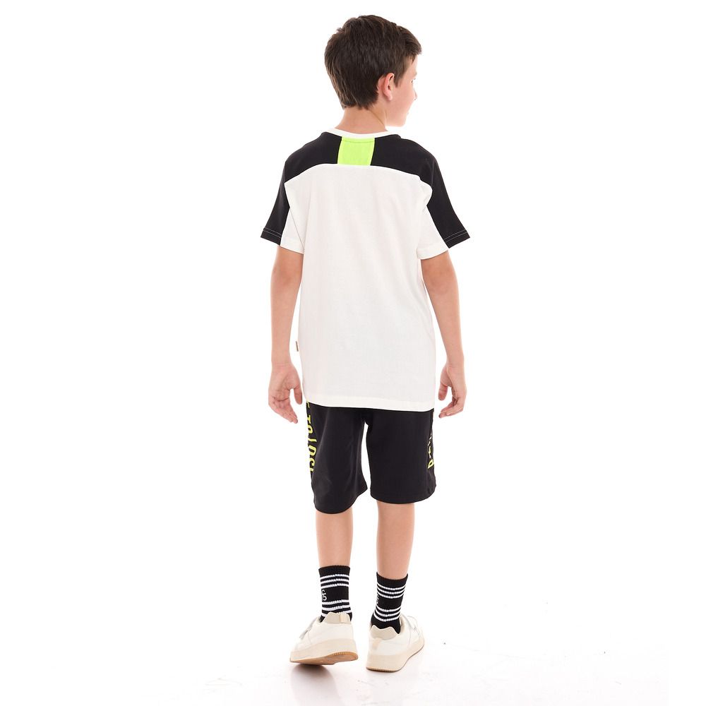 Victor and Jane - 2pc-Set - Boys T-Shirt And Shorts - Off White/Black