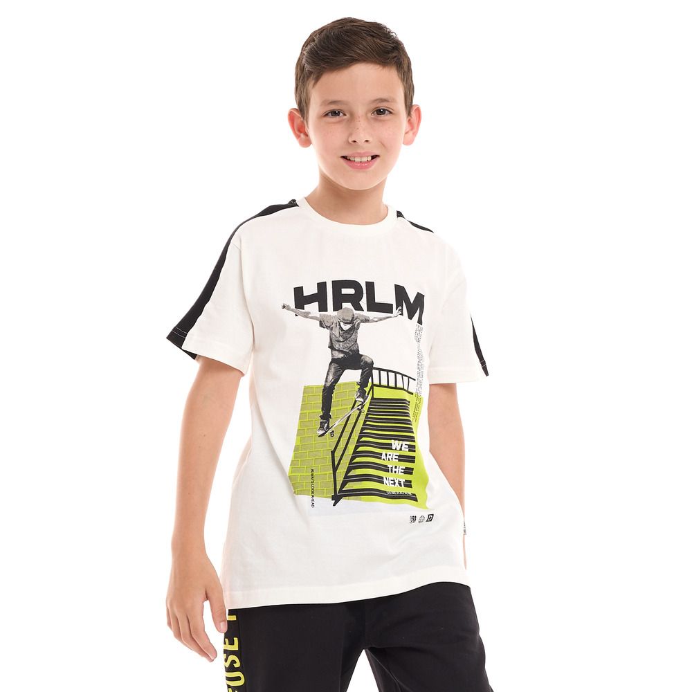 Victor and Jane - 2pc-Set - Boys T-Shirt And Shorts - Off White/Black