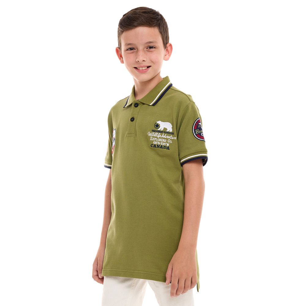 Victor and Jane - Classic Style Polo Shirt for Boys - Green