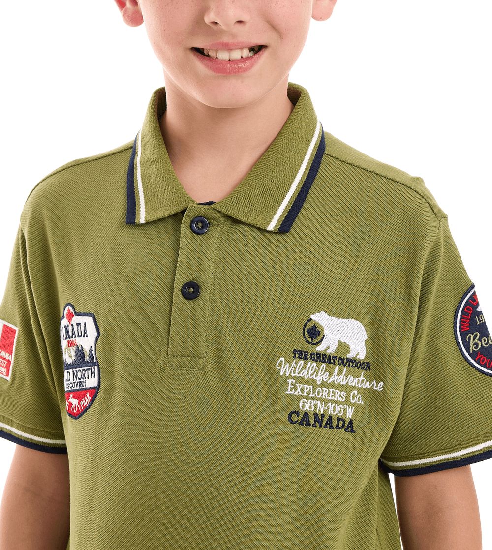 Victor and Jane - Classic Style Polo Shirt for Boys - Green