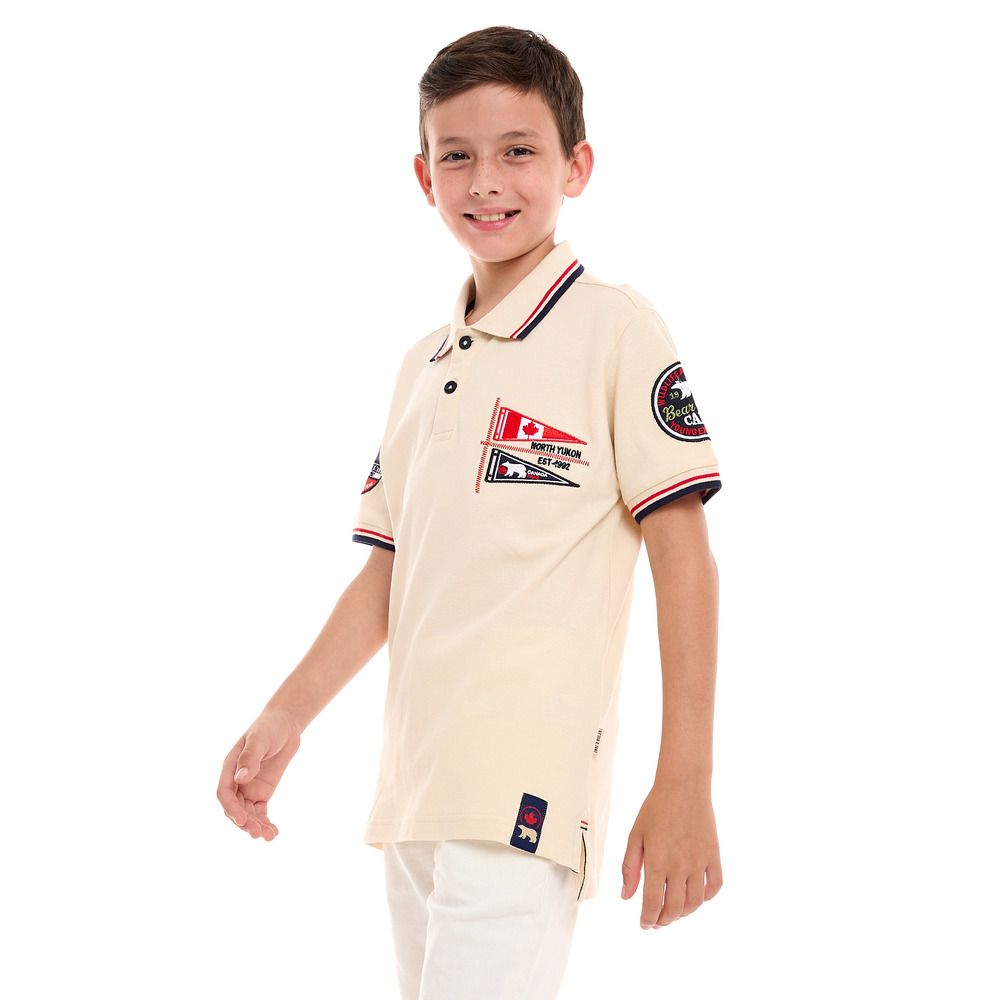 Victor and Jane - Classic Style Polo Shirt For Boys - Cream