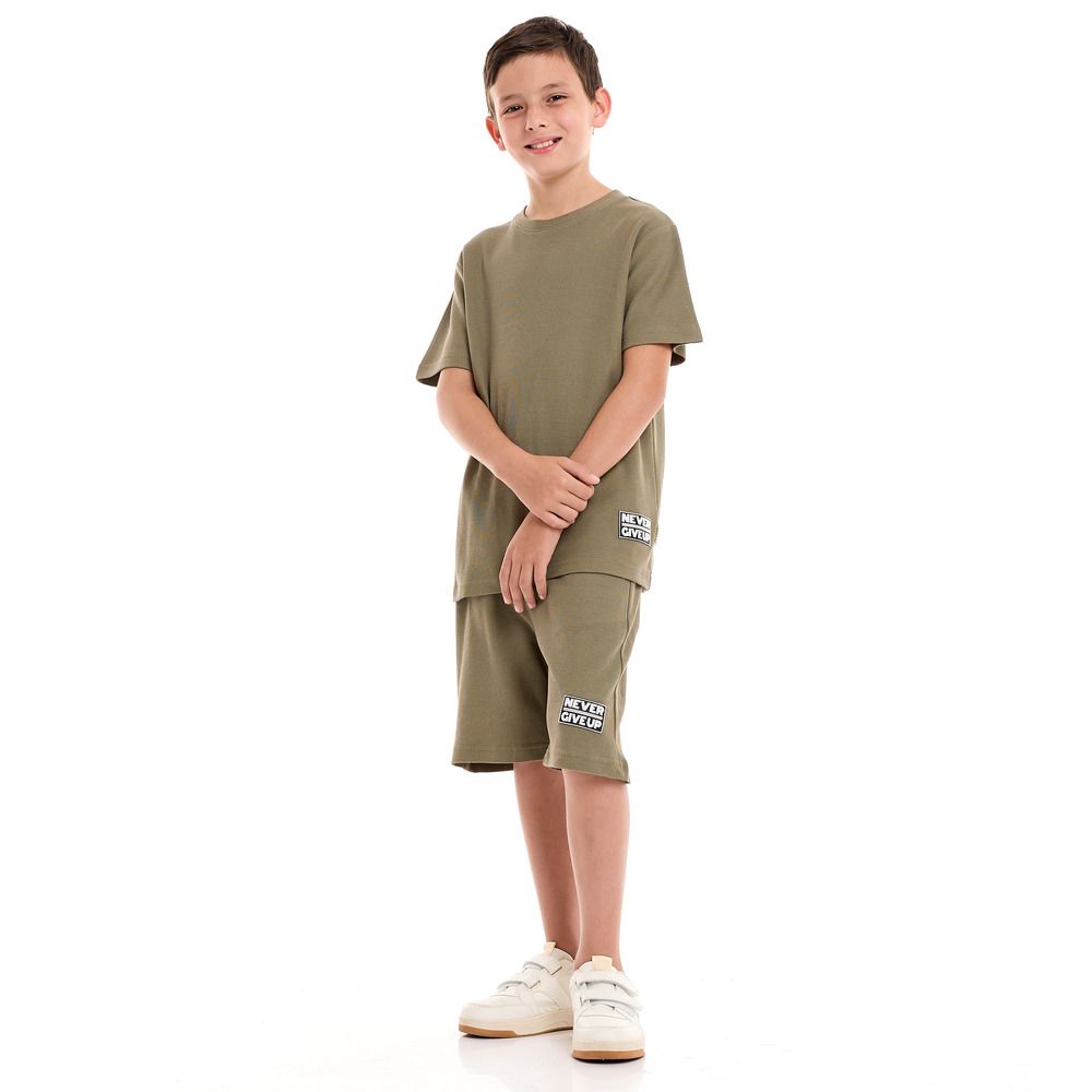 Victor and Jane - 2pc-Set - Boy's T-Shirt And Shorts - Green