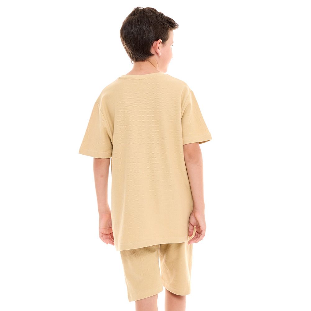 Victor and Jane - 2pc-Set - Boy's T-Shirt And Shorts - Beige