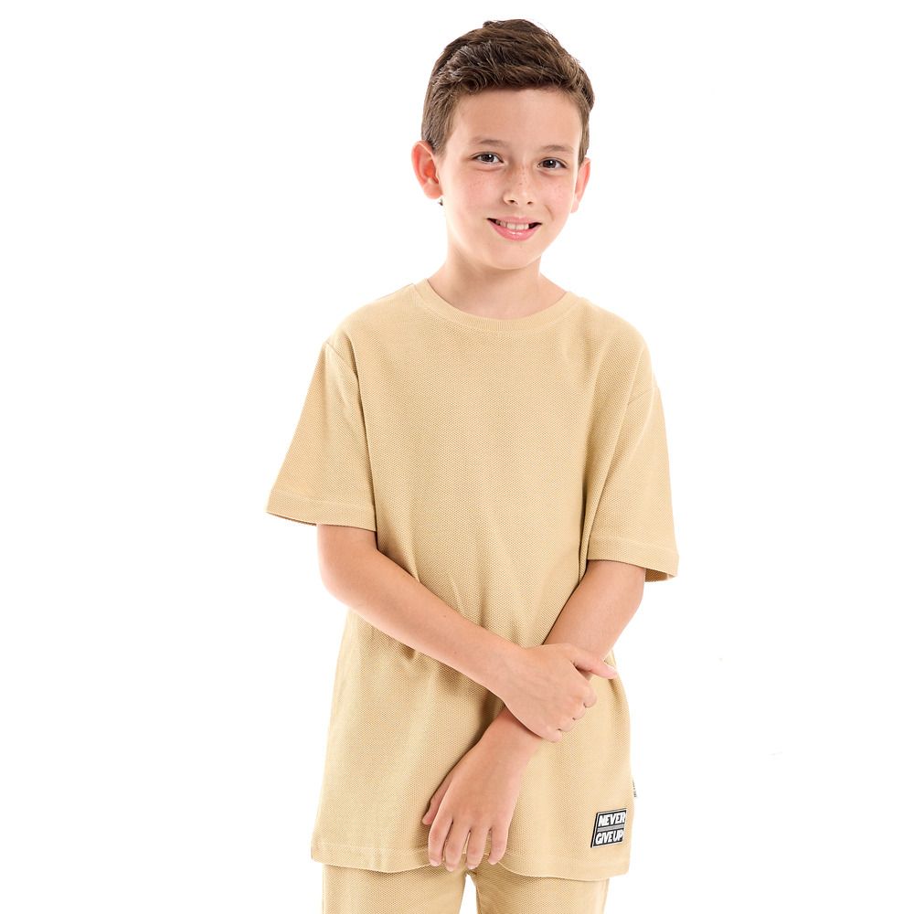 Victor and Jane - 2pc-Set - Boy's T-Shirt And Shorts - Beige