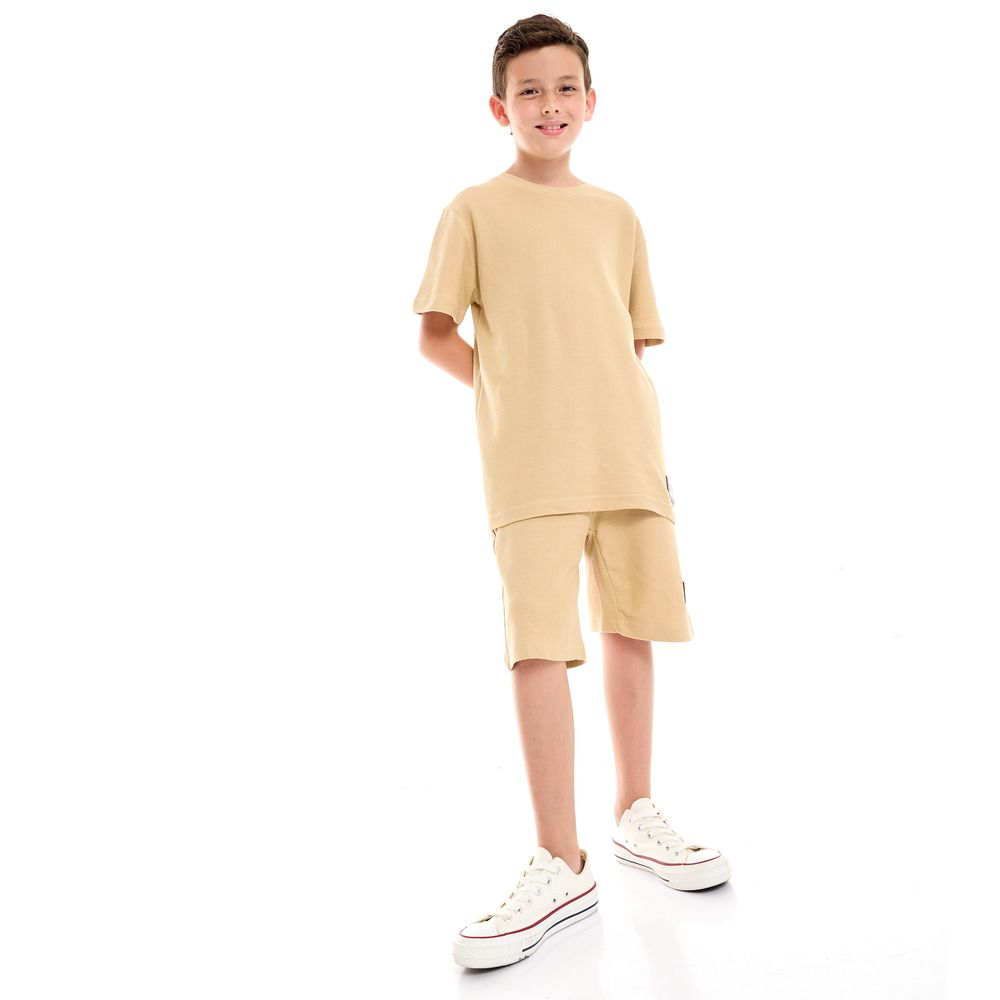 Victor and Jane - 2pc-Set - Boy's T-Shirt And Shorts - Beige