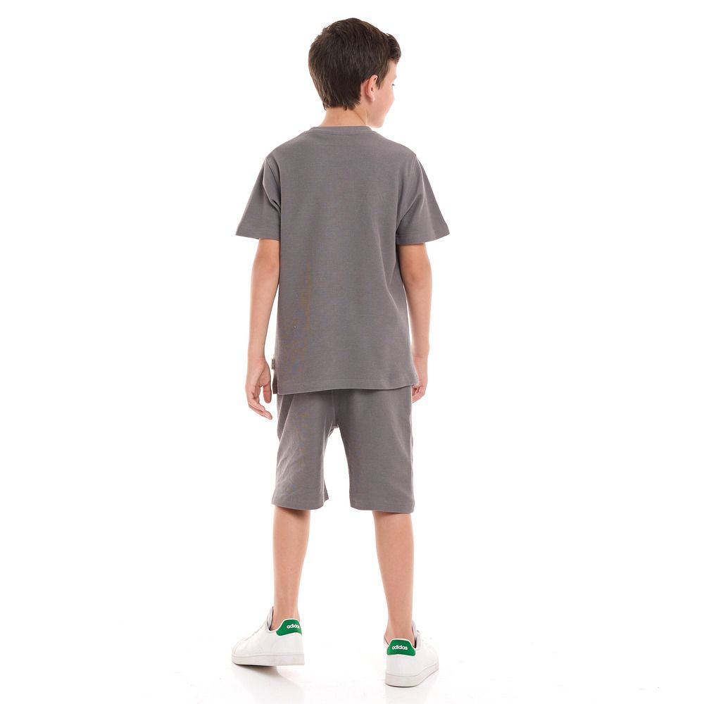 Victor and Jane - 2pc-Set - Boy's T-Shirt And Shorts - Grey