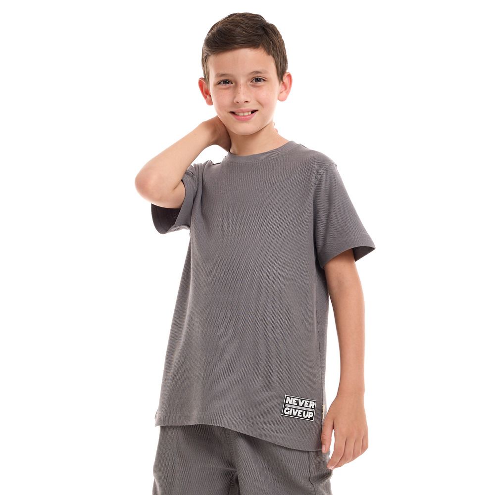 Victor and Jane - 2pc-Set - Boy's T-Shirt And Shorts - Grey