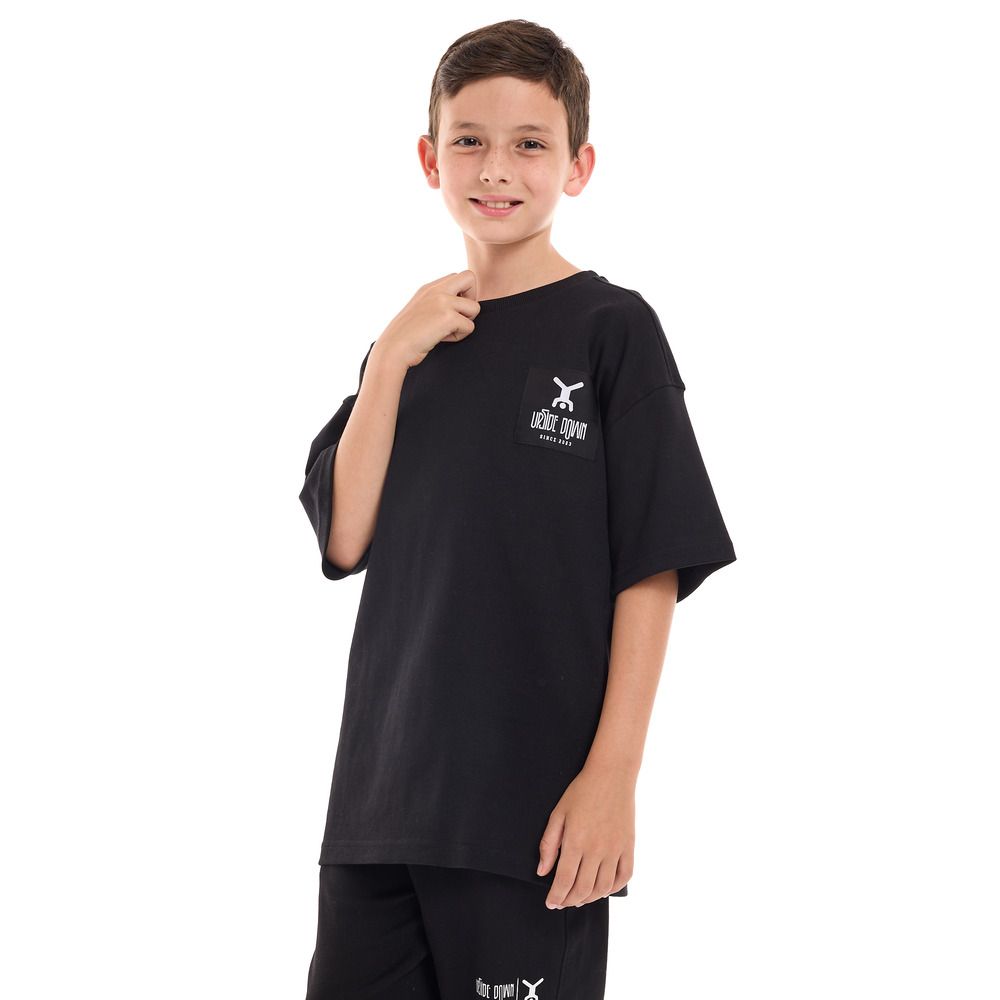 Victor and Jane - 2pc-Set - Boy's T-Shirt And Shorts - Black