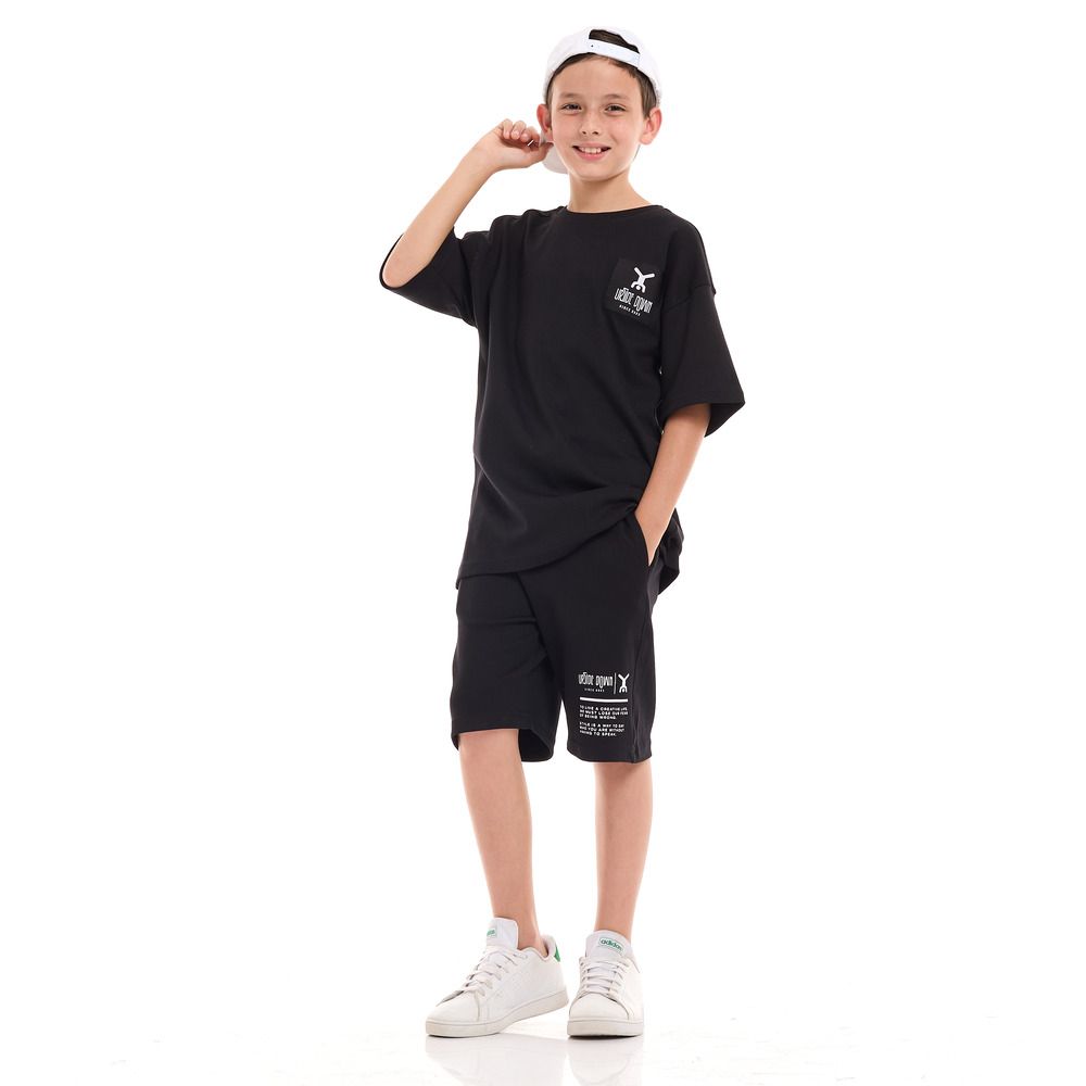 Victor and Jane - 2pc-Set - Boy's T-Shirt And Shorts - Black