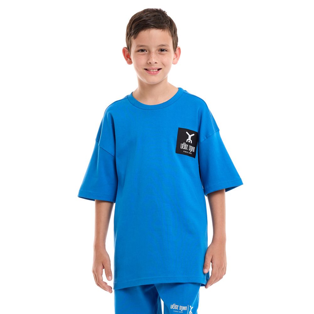 Victor and Jane - 2pc-Set - Boy's Comfy T-Shirt And Shorts - Blue