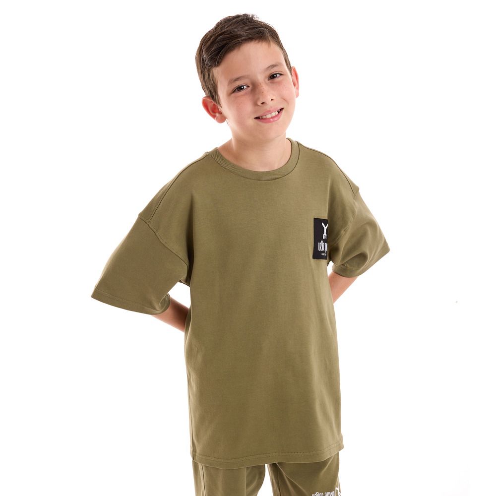 Victor and Jane - 2pc-Set - Boys T-Shirt And Shorts - Olive