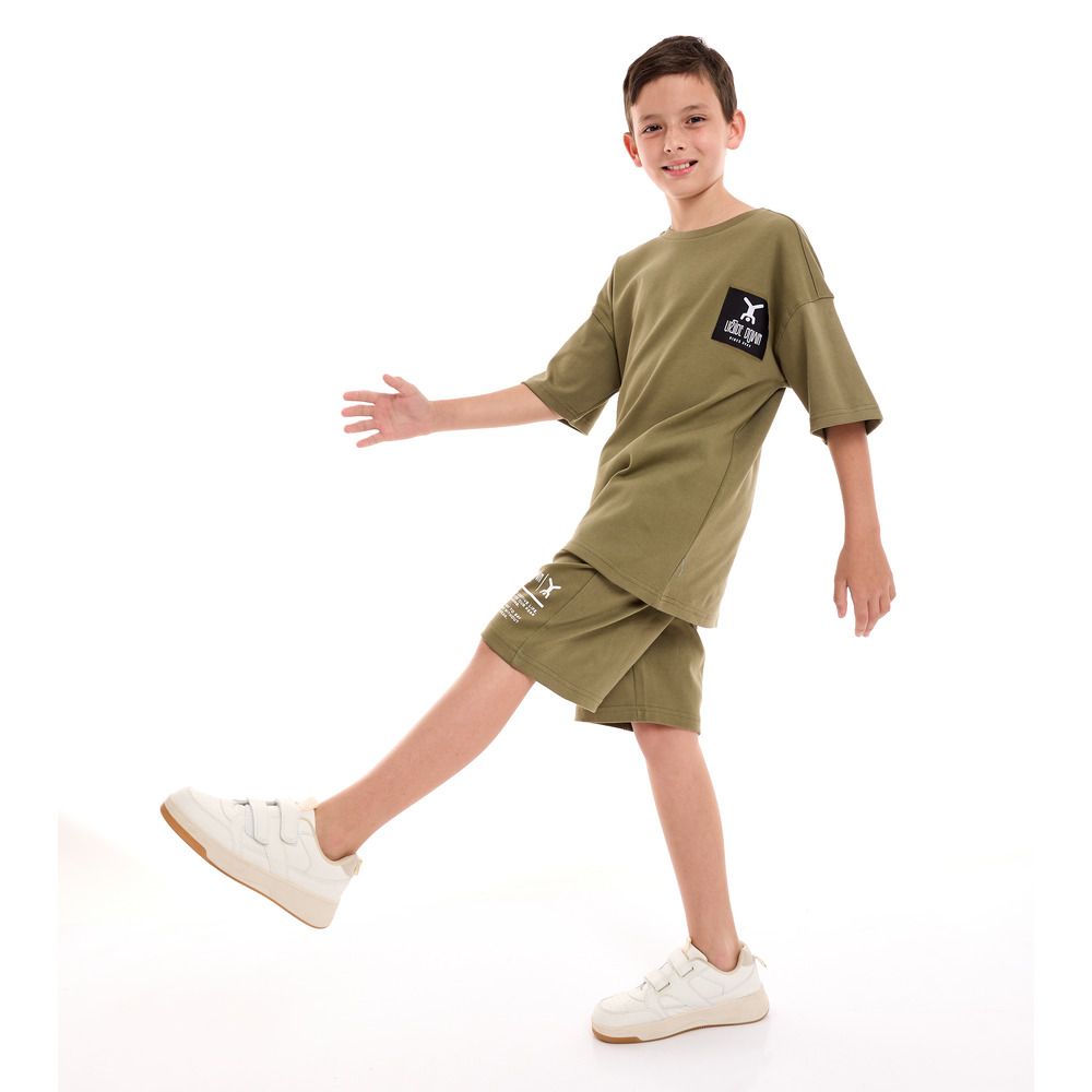 Victor and Jane - 2pc-Set - Boys T-Shirt And Shorts - Olive