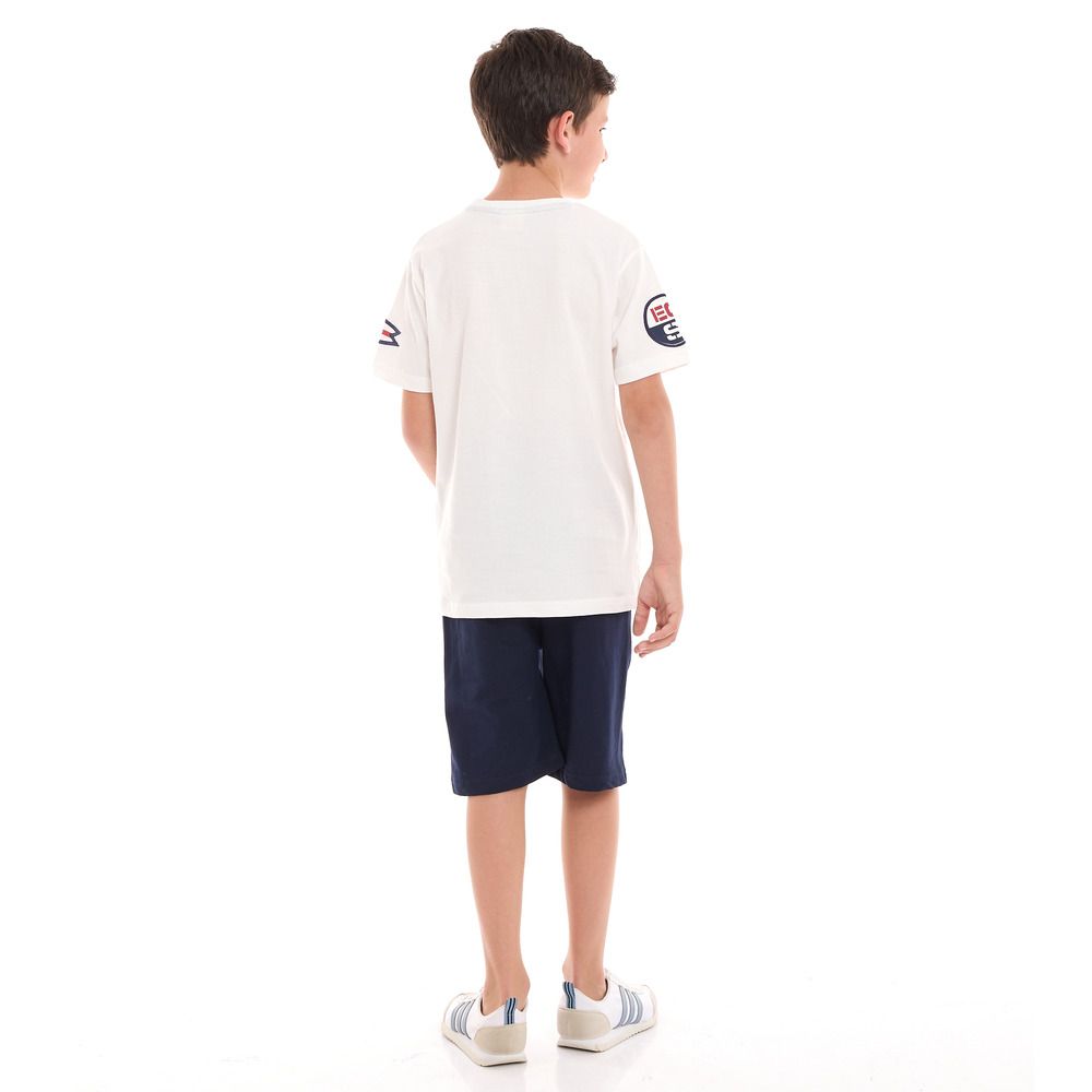 Victor and Jane - 2pc-Set - Boys T-Shirt And Shorts - Off White/Navy