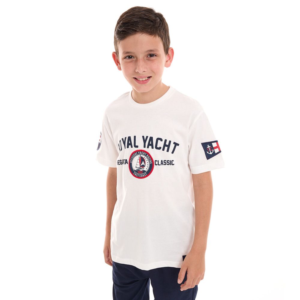 Victor and Jane - 2pc-Set - Boys T-Shirt And Shorts - Off White/Navy