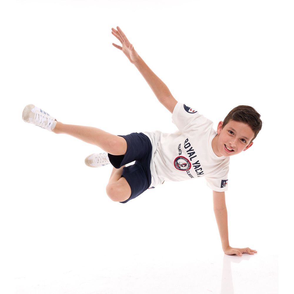 Victor and Jane - 2pc-Set - Boys T-Shirt And Shorts - Off White/Navy