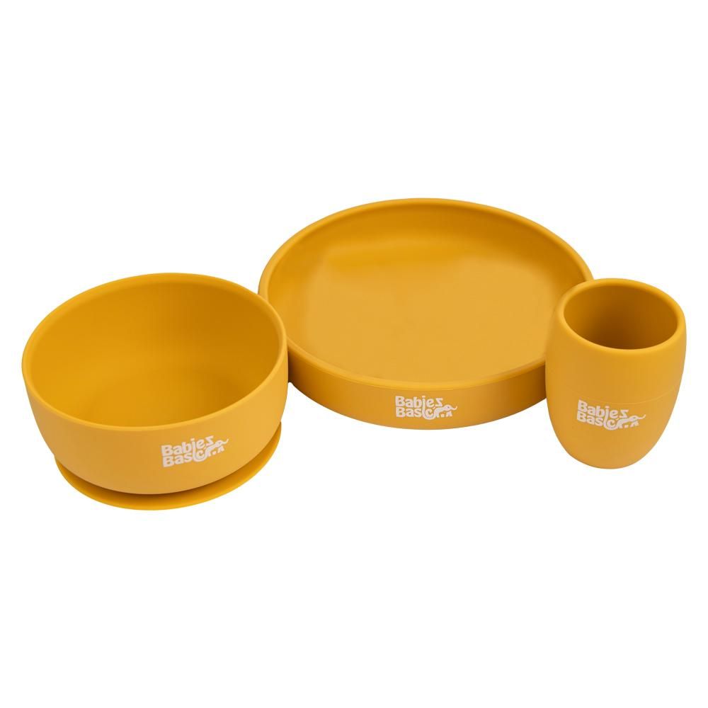 Babies Basic - Silicone Plate, Bowl And Cup Feeding Set - Yellow