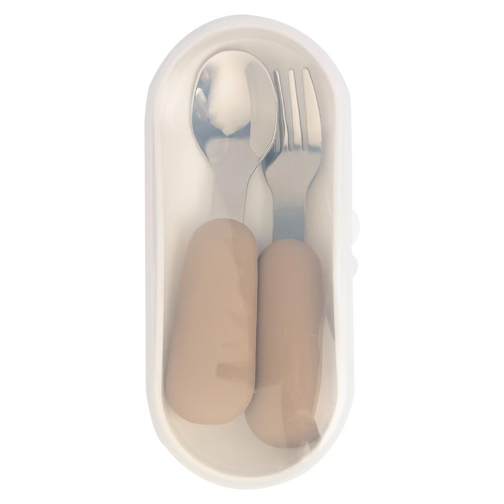 Babies Basic - Stainless Steel Spoon & Fork Cutlery Set - 2pcs - Cream