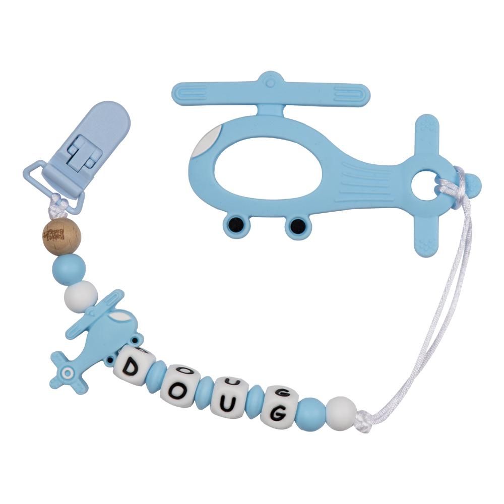 Babies Basic - Customized Pacifier Clip - Helicopter - Blue