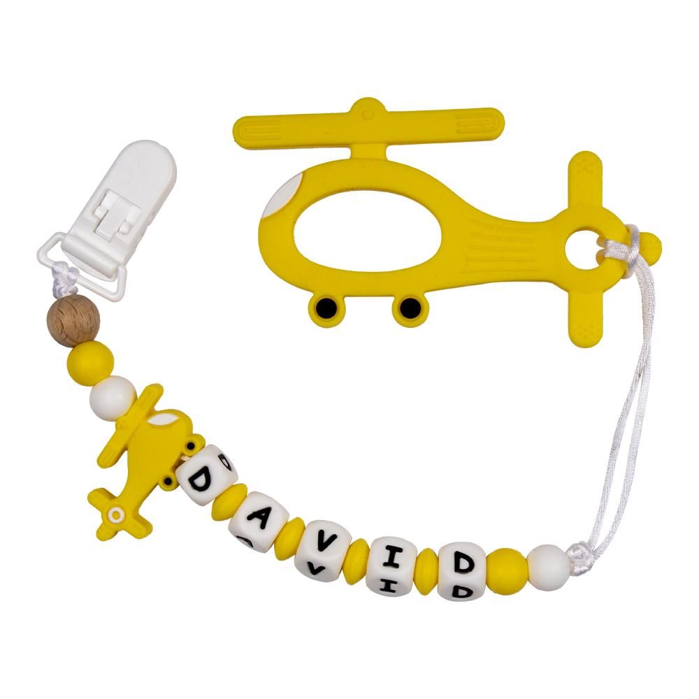 Babies Basic - Customized Pacifier Clip - Helicopter - Yellow