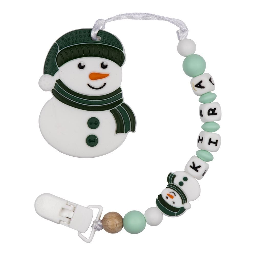 Babies Basic - Customized Pacifier Clip - Snowman - Green