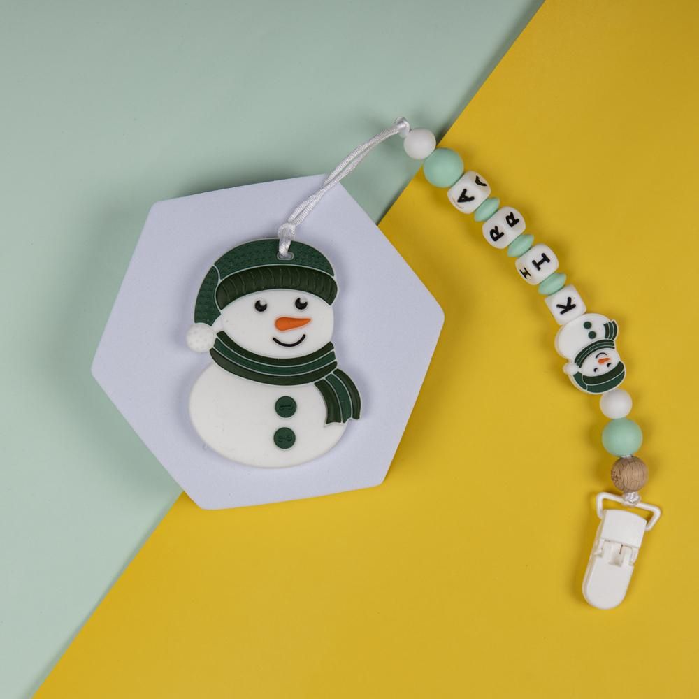 Babies Basic - Customized Pacifier Clip - Snowman - Green