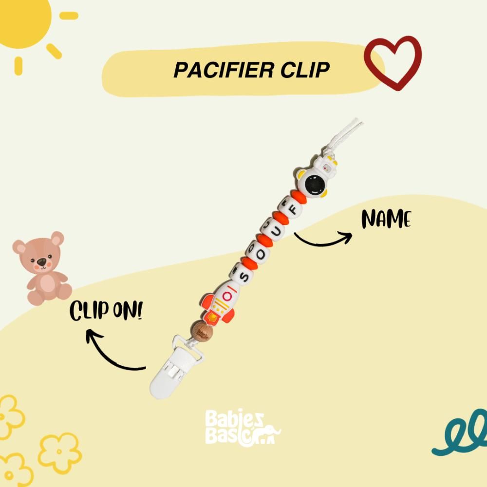 Babies Basic - Customized Pacifier Clip - Astronaut - Orange