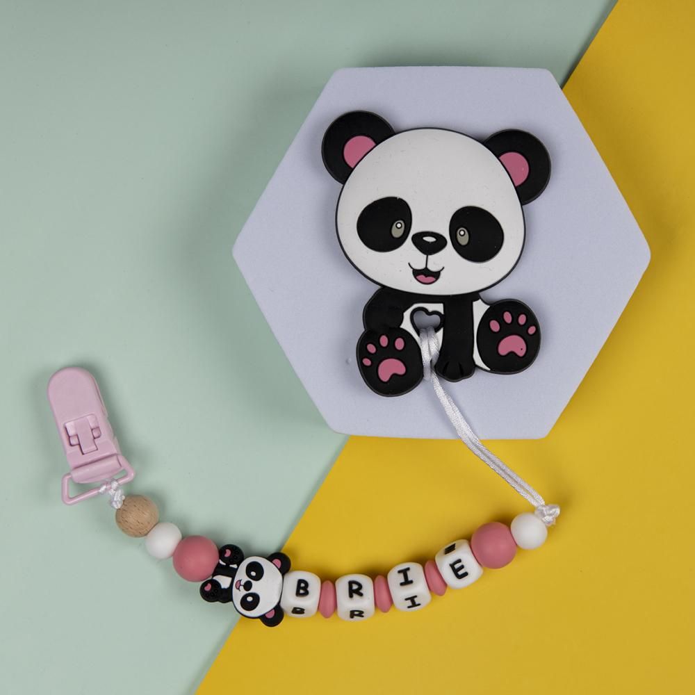 Babies Basic - Customized Pacifier Clip - Panda - Pink