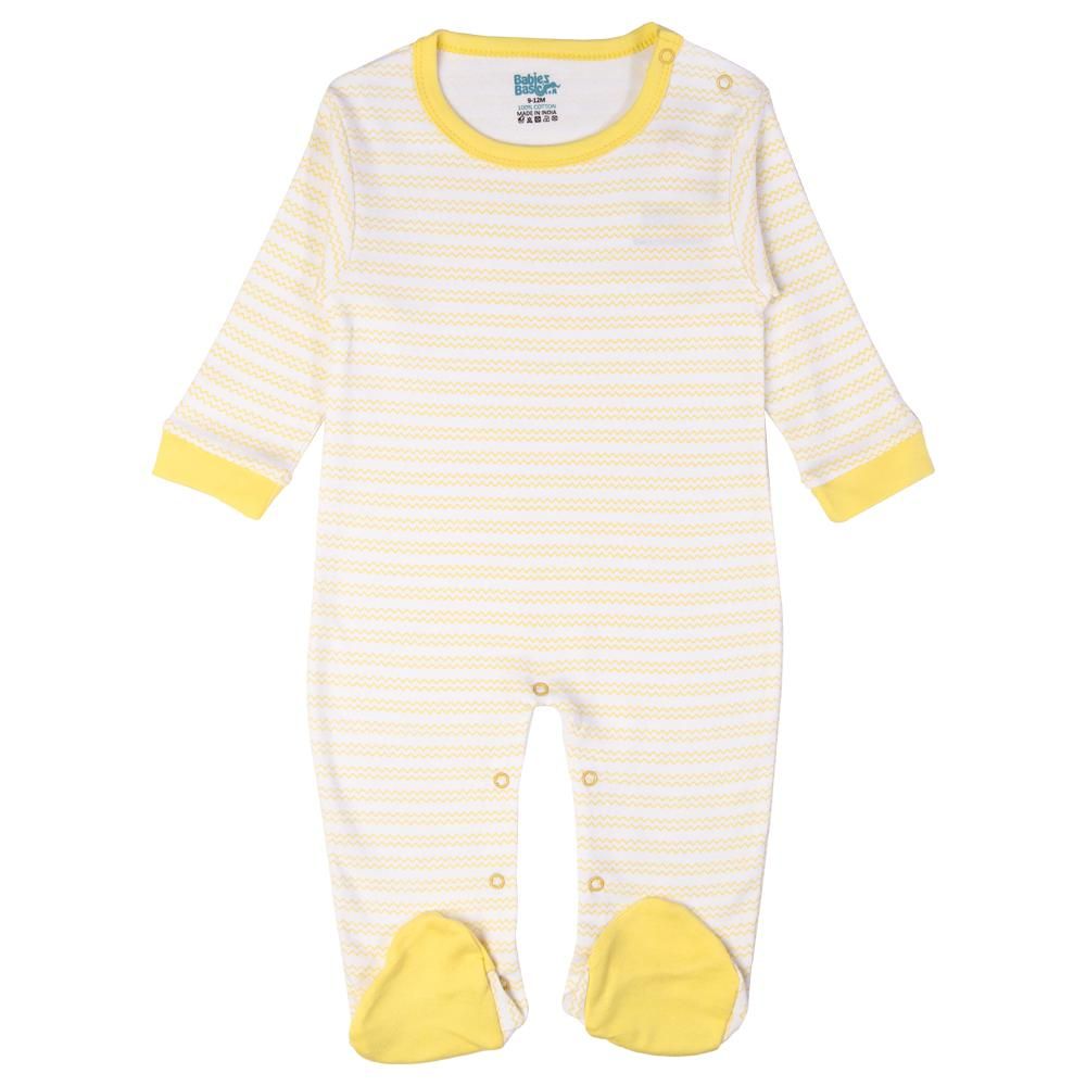 Babies Basic - 5pc Set - Bib, Romper, Mittens, Cap & Sleepsuit - Life is Better - Lemon