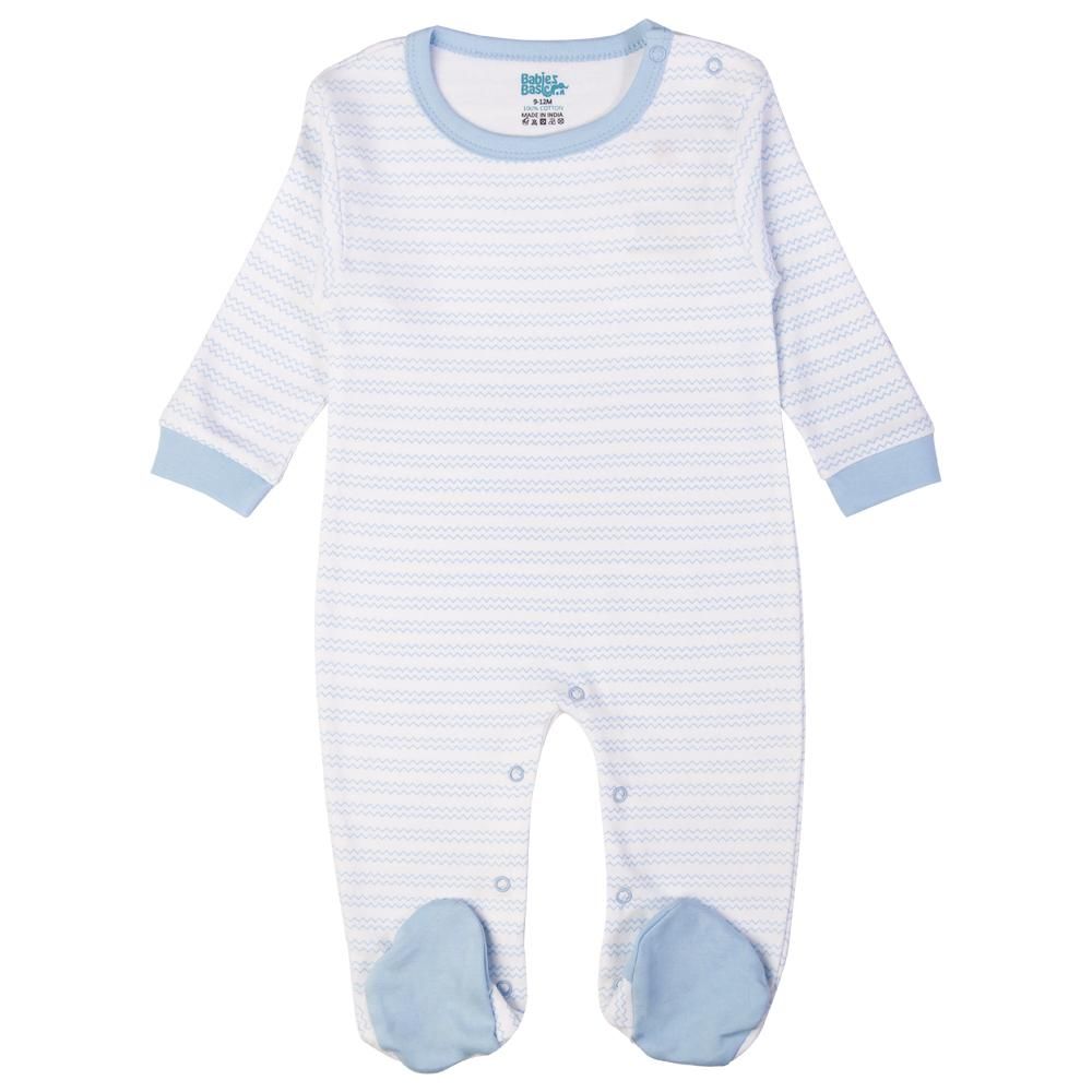 Babies Basic - 5pc Set - Bib, Romper, Mittens, Cap & Sleepsuit - Life is Better - Sky Blue