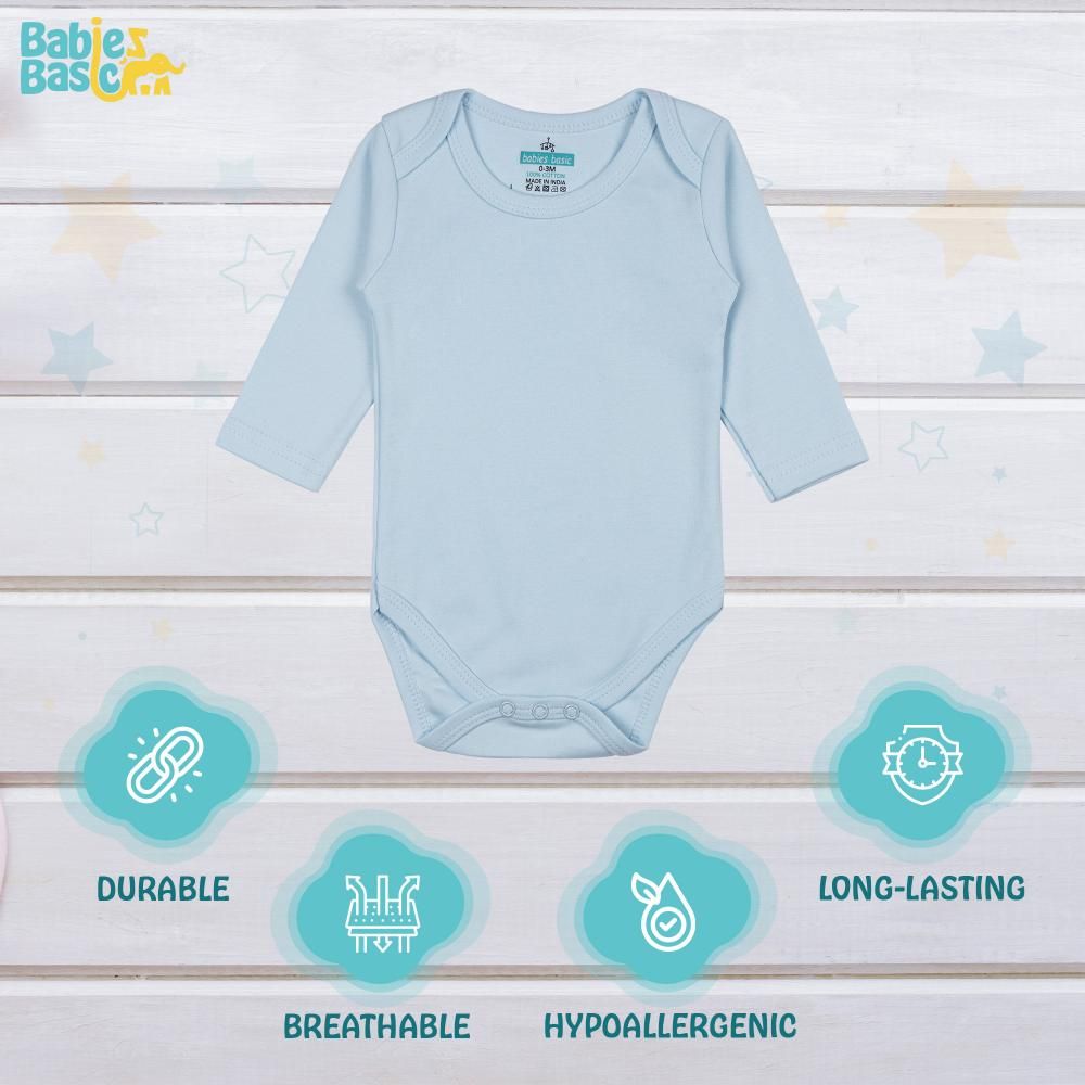 Babies Basic - 6pc-Set - 100% Cotton Boys Long Sleeves Bodysuit_Blue/Brown