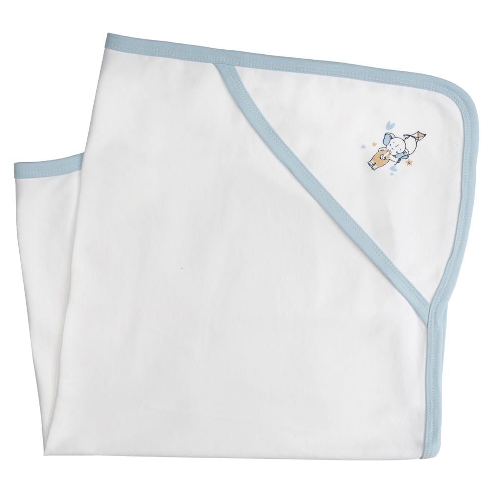 Babies Basic - Baby Cotton Blanket - White/Blue