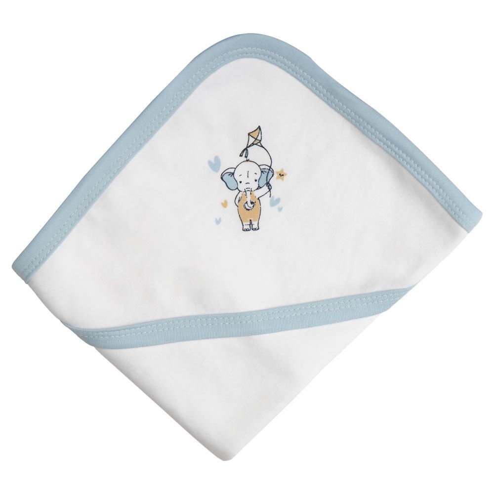 Babies Basic - Baby Cotton Blanket - White/Blue