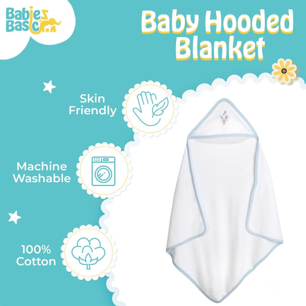 Babies Basic - Baby Cotton Blanket - White/Blue