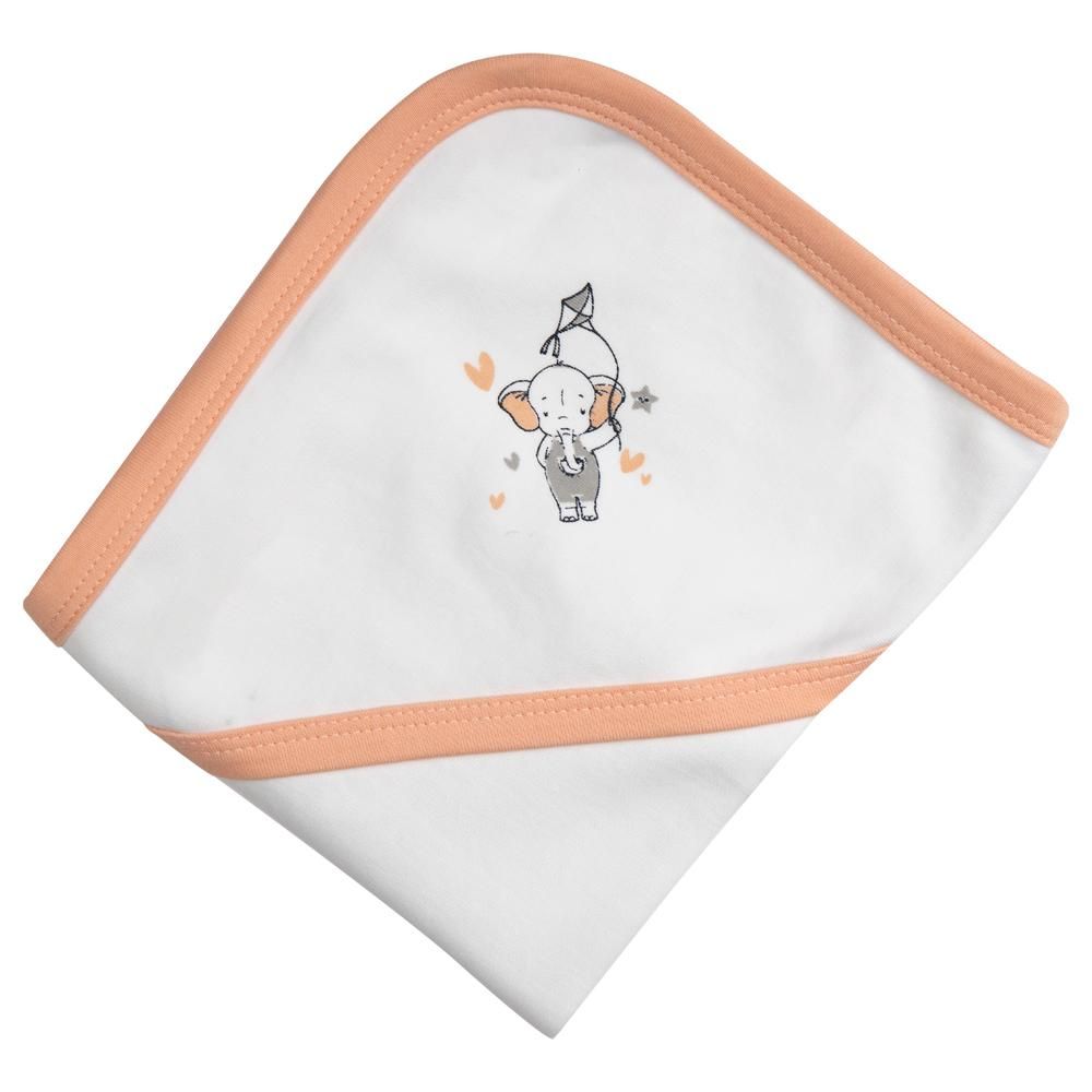 Babies Basic - Baby Cotton Blanket - White/Peach