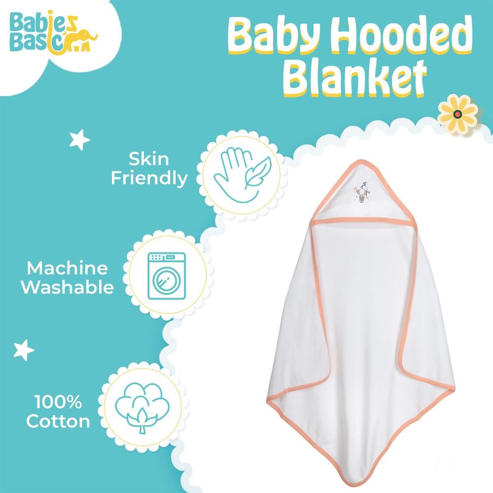 Babies Basic - Baby Cotton Blanket - White/Peach