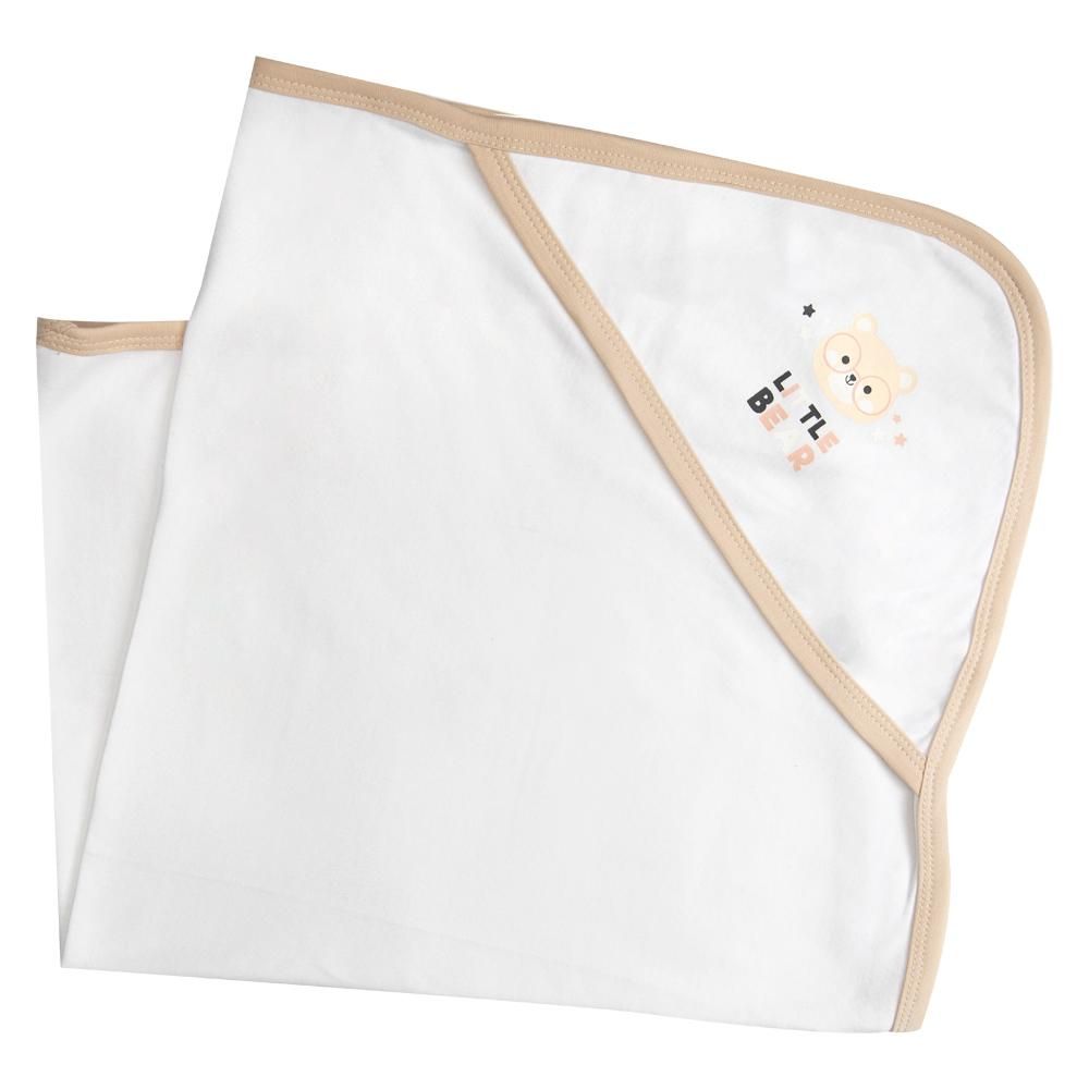 Babies Basic - Baby Cotton Blanket - Little Bear - White/Brown