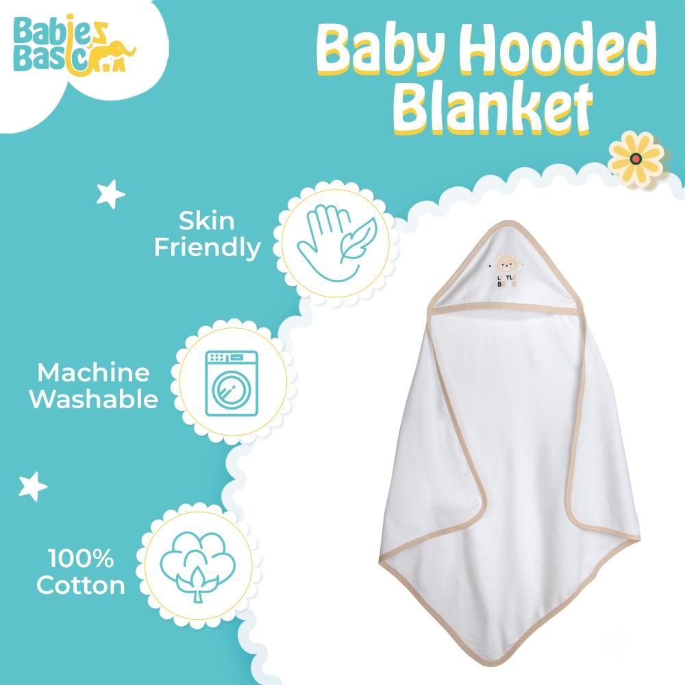 Babies Basic - Baby Cotton Blanket - Little Bear - White/Brown