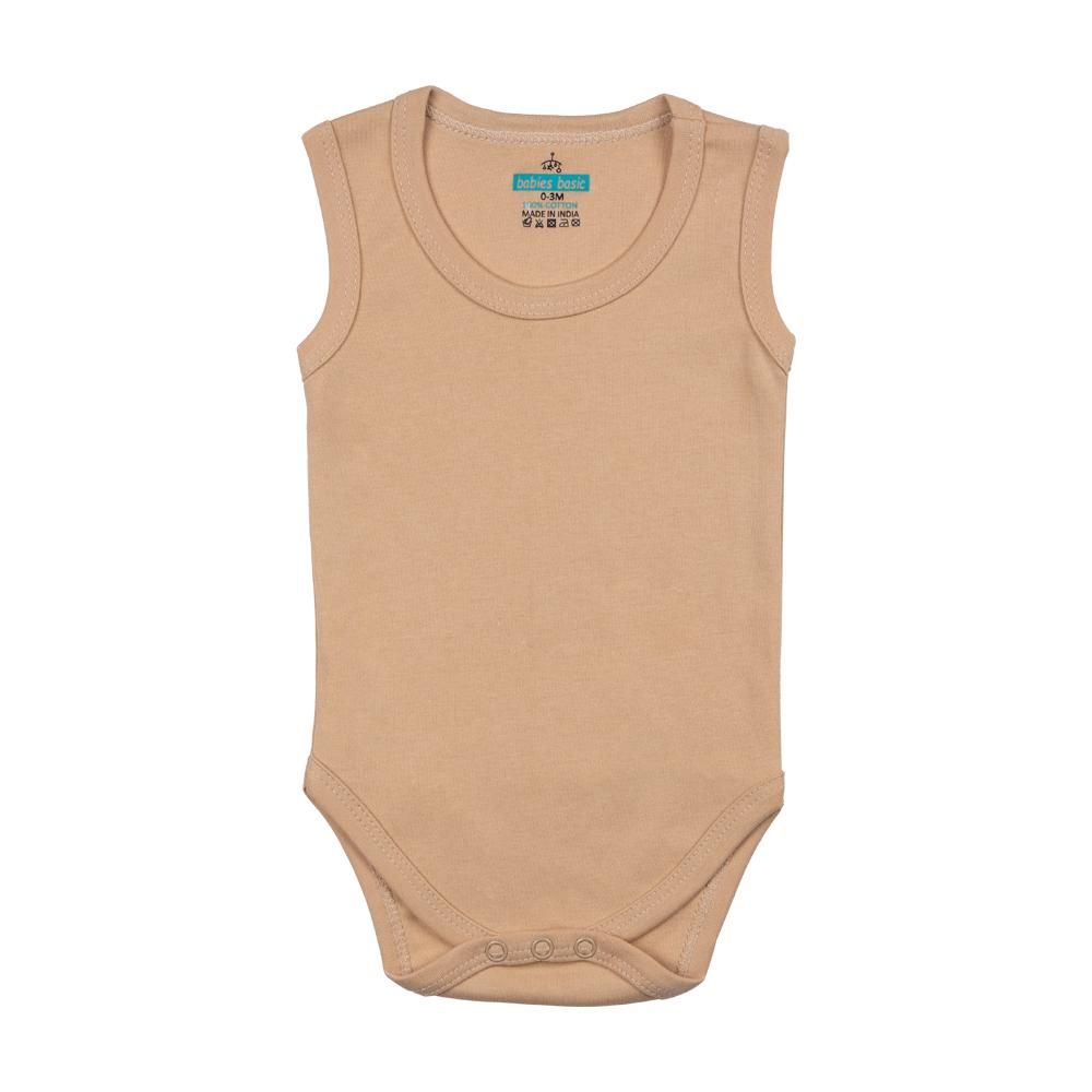 Babies Basic - Cotton SleeveLess Romper/Bodysuit - Multi Color - 6pcs