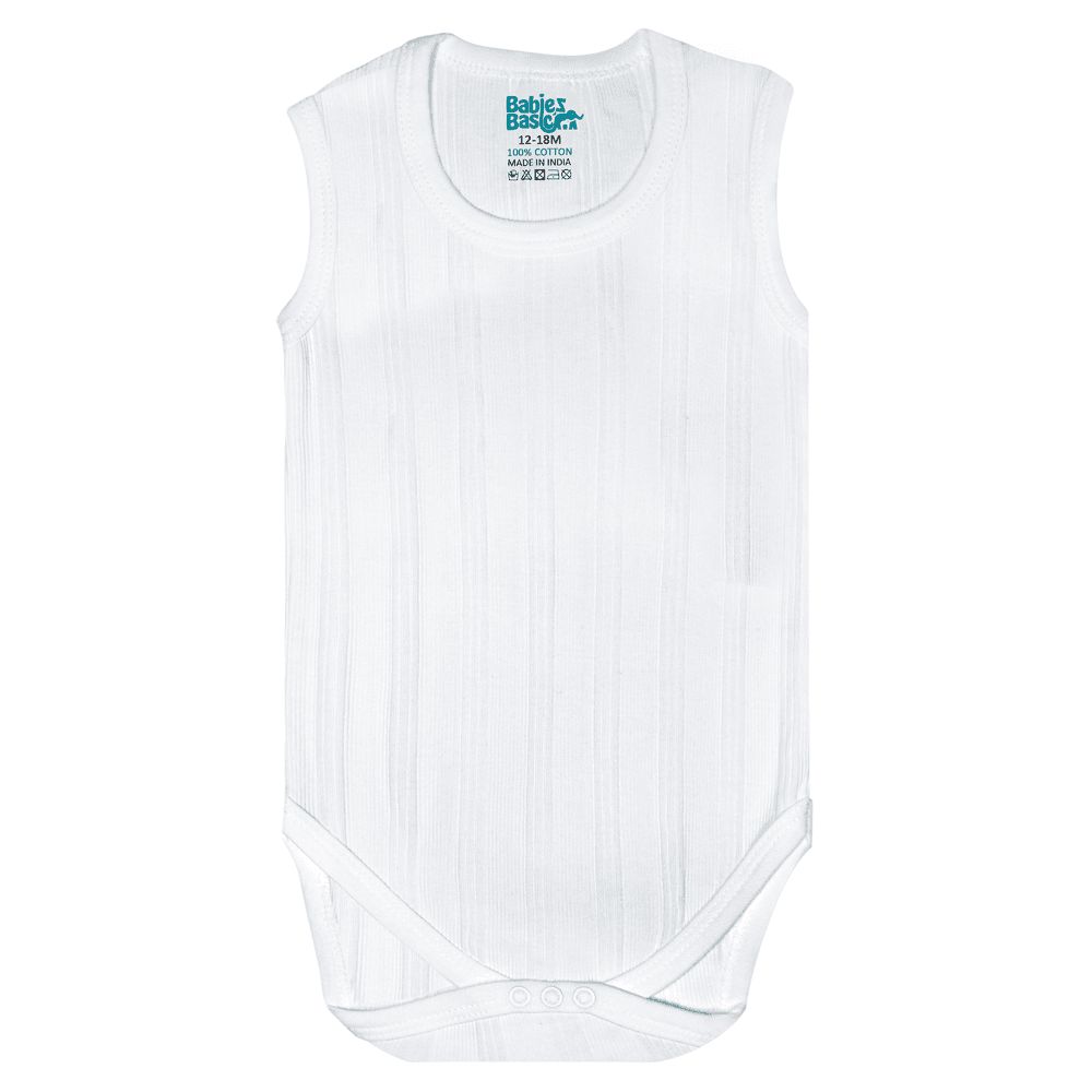 Babies Basic - 3pc-Set - Baby' Sleeveless Striped Bodysuit - White