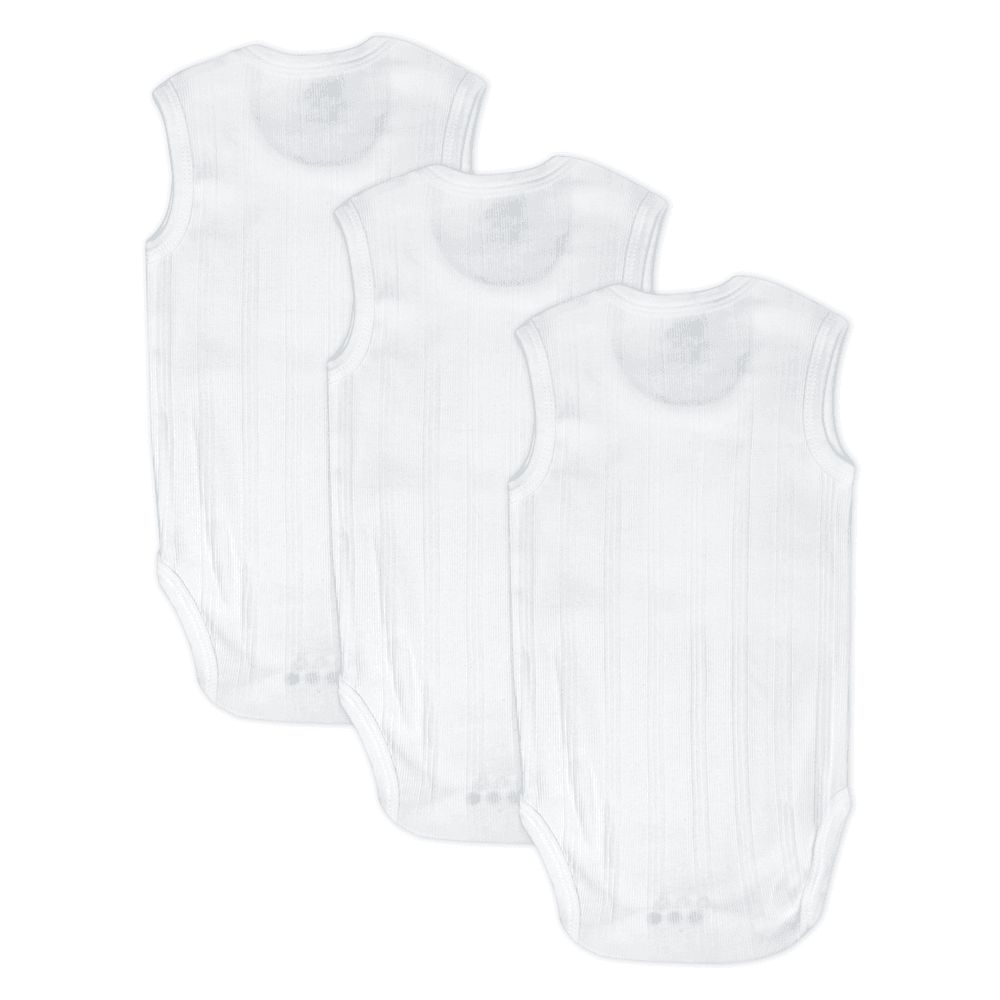 Babies Basic - 3pc-Set - Baby' Sleeveless Striped Bodysuit - White