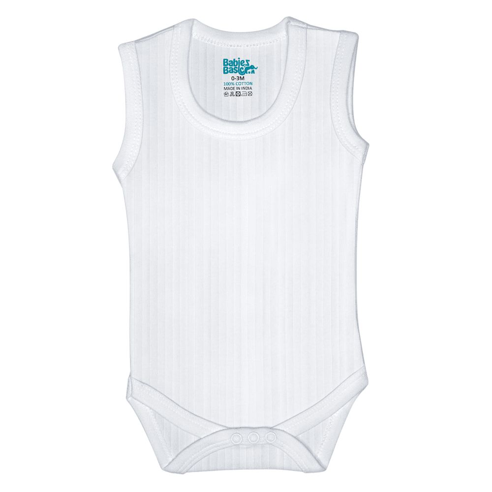 Babies Basic - 3pc-Set - Baby' Sleeveless Cotton Bodysuit - White