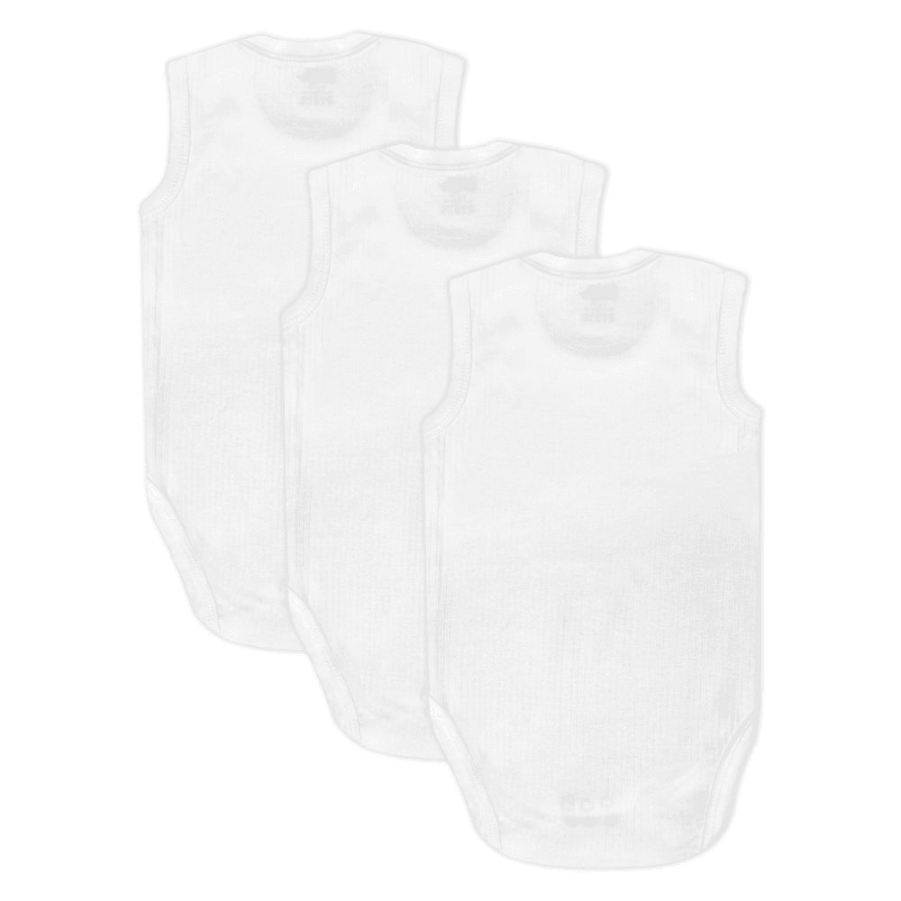 Babies Basic - 3pc-Set - Baby' Sleeveless Cotton Bodysuit - White