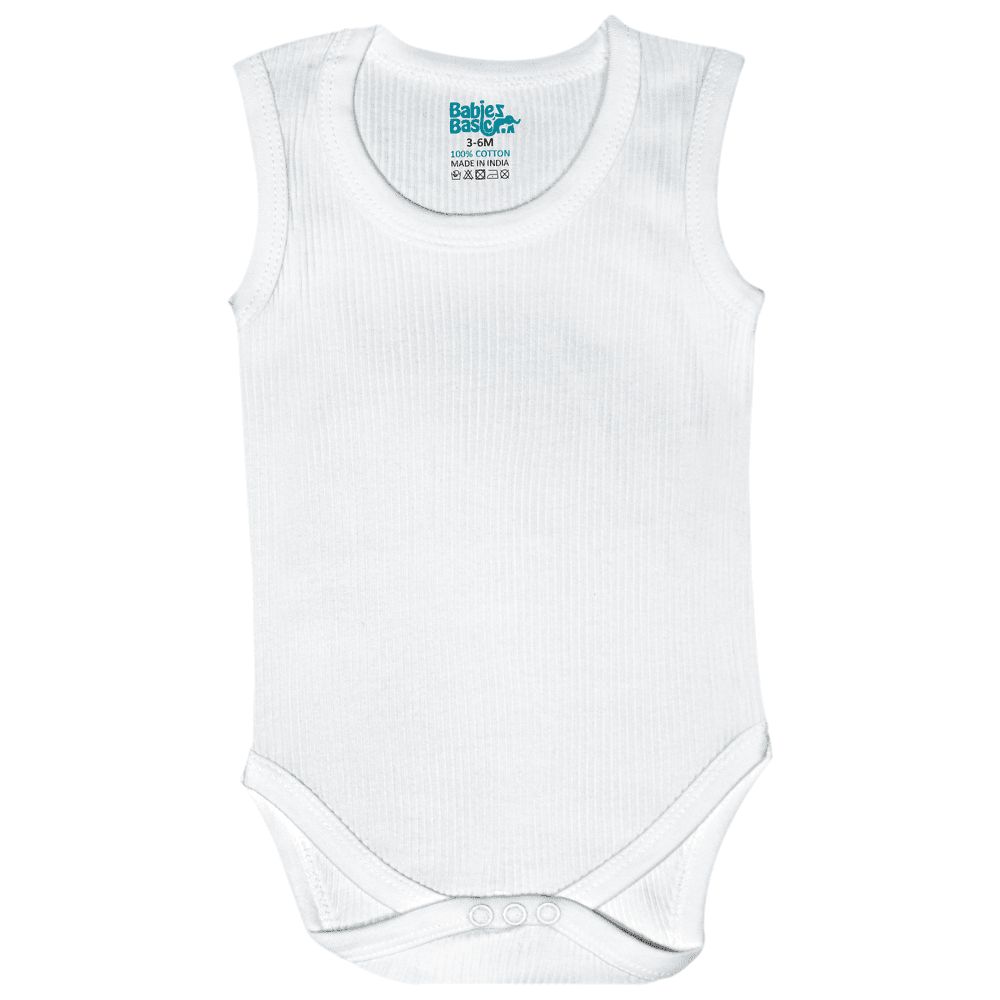 Babies Basic - 3pc-Set - Baby' Sleeveless Super Combed Cotton Cotton Bodysuit - White