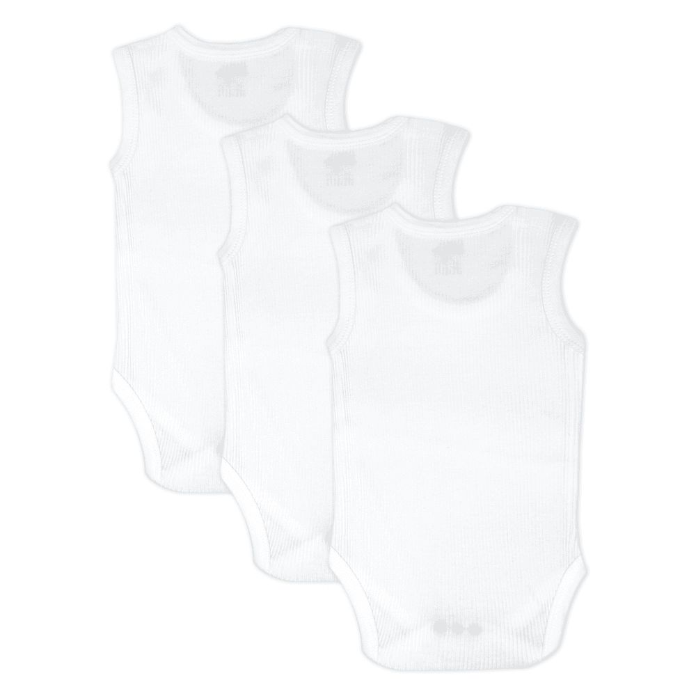 Babies Basic - 3pc-Set - Baby' Sleeveless Super Combed Cotton Cotton Bodysuit - White