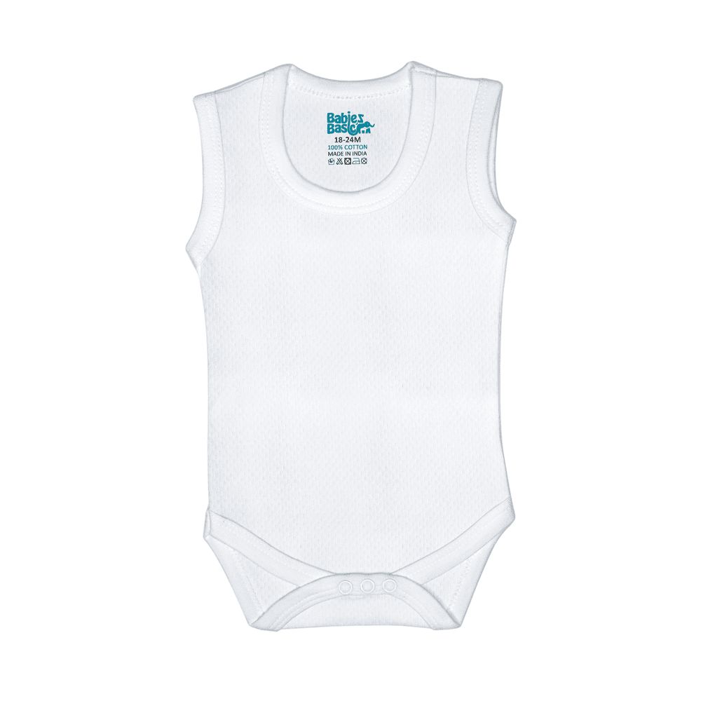 Babies Basic - 3pc-Set - Baby' Sleeveless Combed Cotton Bodysuit - White