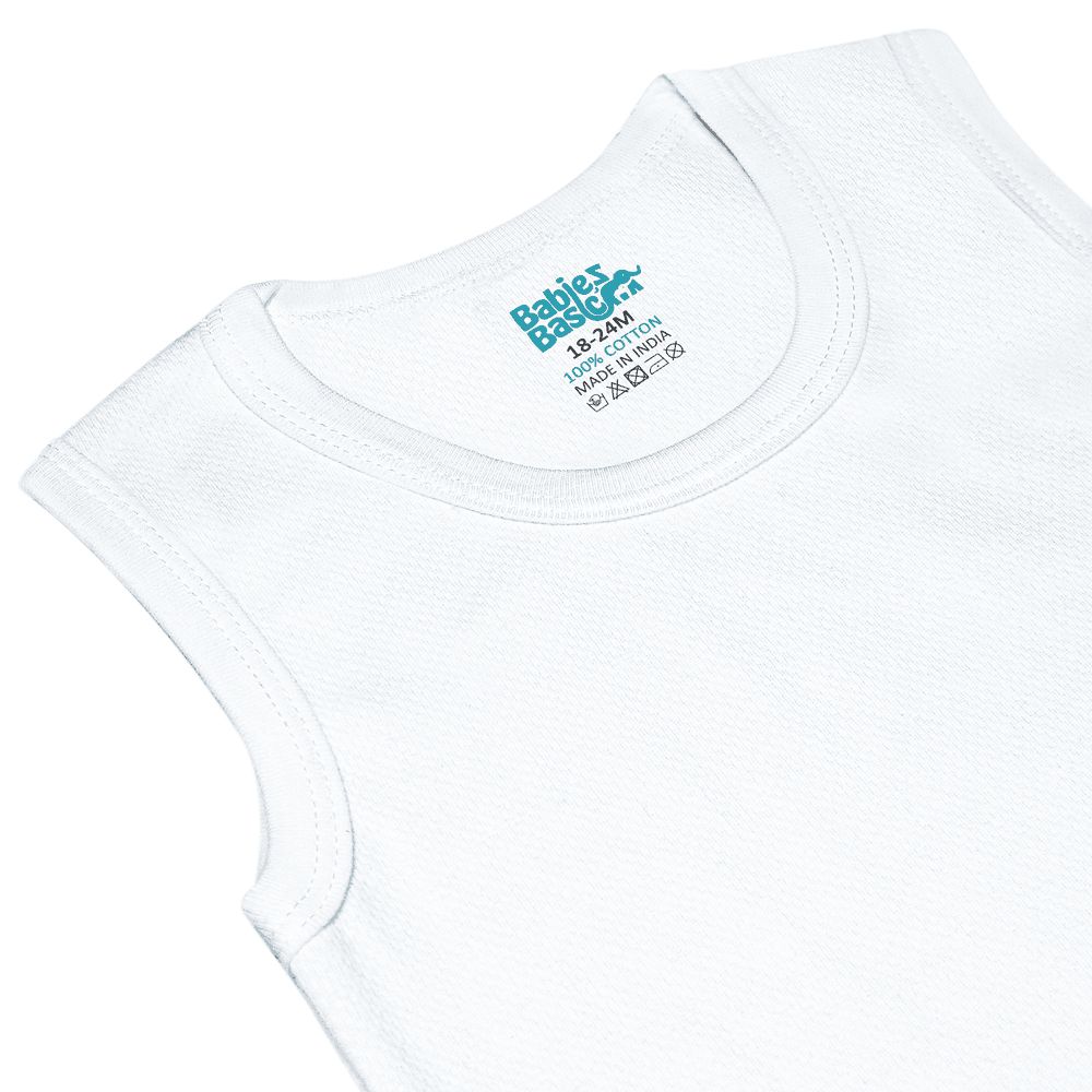 Babies Basic - 3pc-Set - Baby' Sleeveless Combed Cotton Bodysuit - White