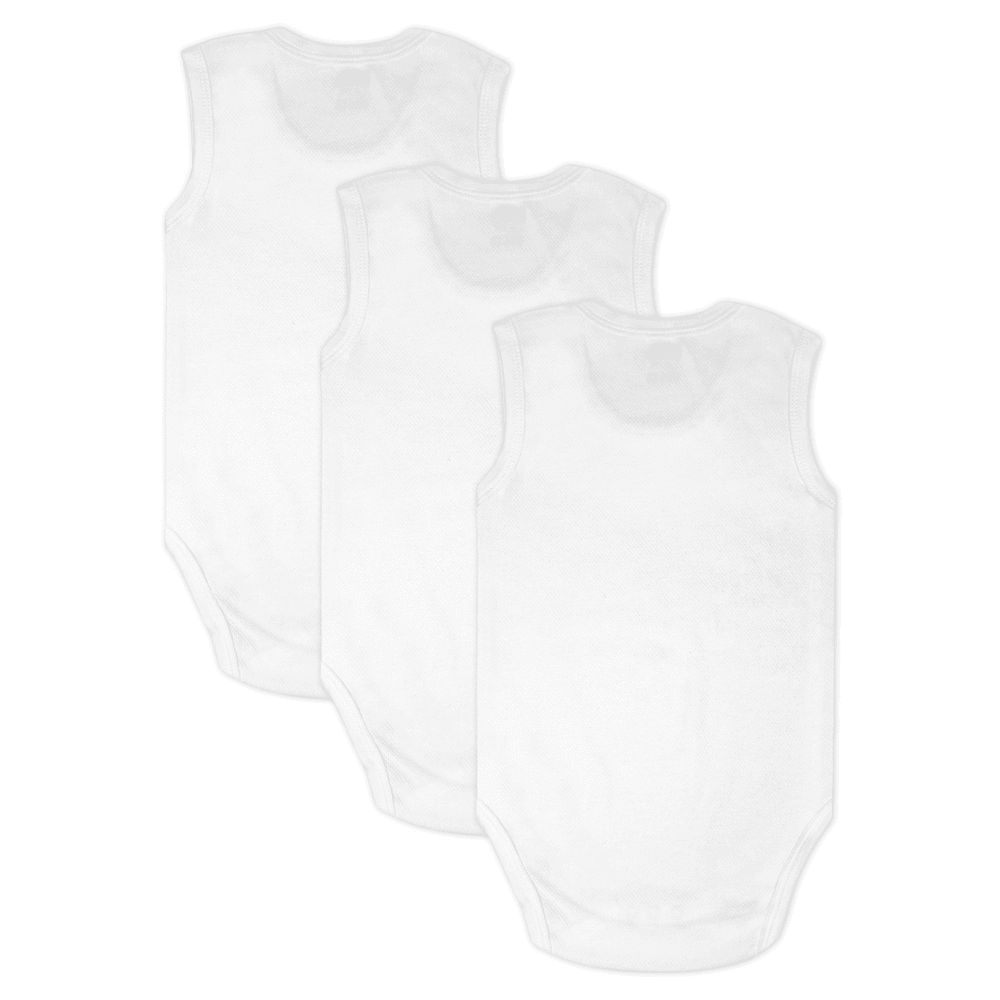 Babies Basic - 3pc-Set - Baby' Sleeveless Combed Cotton Bodysuit - White