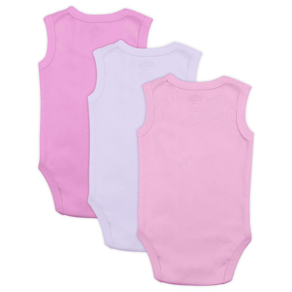 Babies Basic - 3pc-Set - Baby' Sleeveless Bodysuit - Pink/Lavender/Light Pink