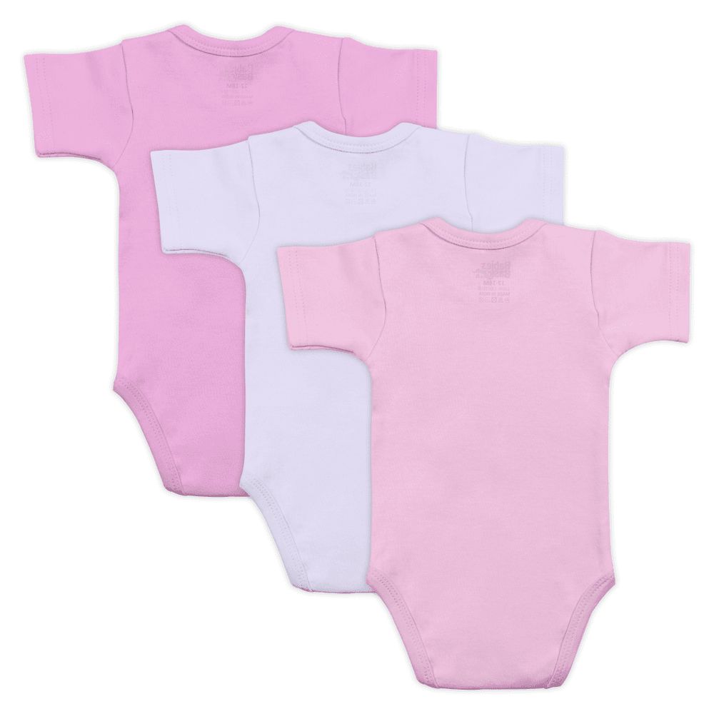 Babies Basic - 3pc-Set - Combed Cotton Short Sleeves Romper - Multicolor